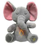 4 Modes Baby Breathing Soothing Elephant Plush Doll Toy Sleeping Companion Music and Light Doll Sensory Stuffed Toy Kids Gift