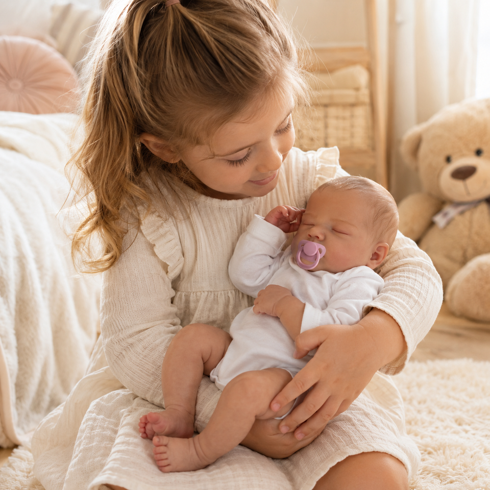 ילדה מחזיקה בובת ריבורן נועה — BabyMania